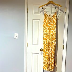 Size small Zebra patterned wide leg jumpsuit with strapped back